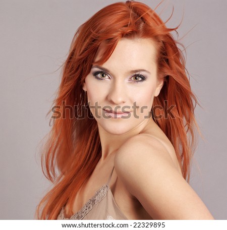 stock photo Close Up of Beautiful Redhead Woman