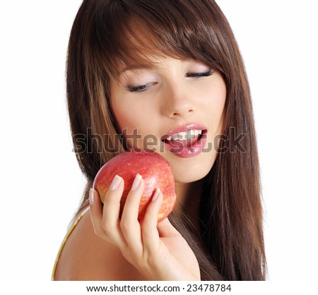 Woman with an apple