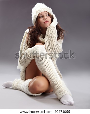Beautiful winter  fashion model