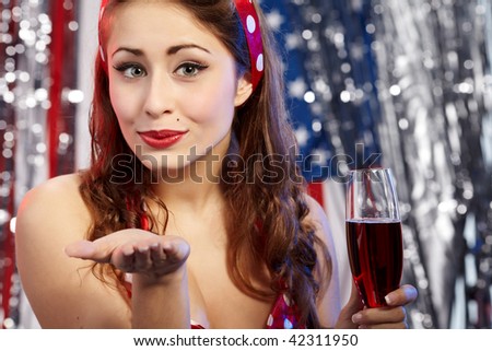 american flag pin up. stock photo : Sexy pin-up