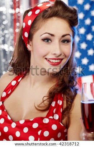 american flag pin up. stock photo : Sexy pin-up