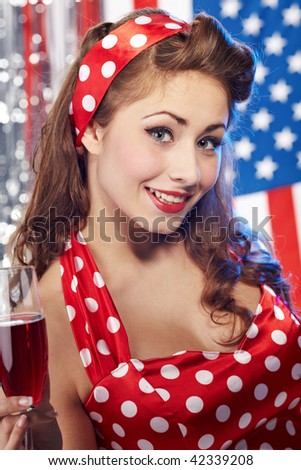 american flag pin up. stock photo : Sexy pin-up