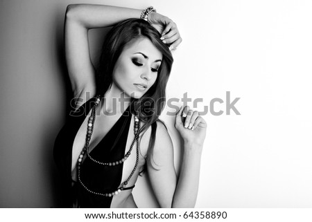 stock photo Young sexy woman Black and white