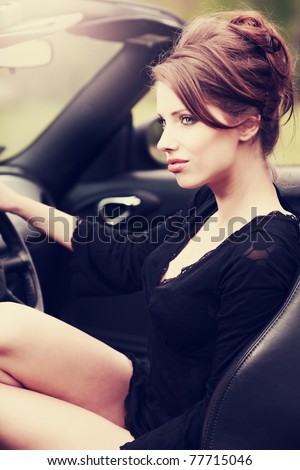 Sexy woman in the car