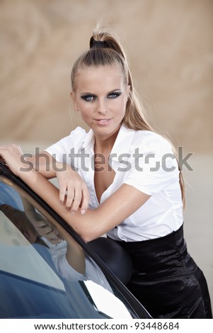 Sexy woman in the car after party