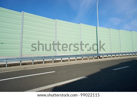 Noise barrier wall on a highway