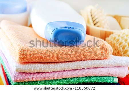 different cosmetic for body and color towel
