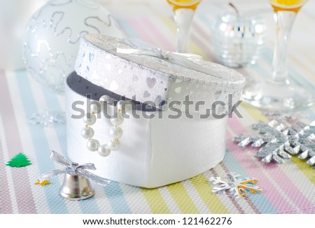 box for present and christmas decoration