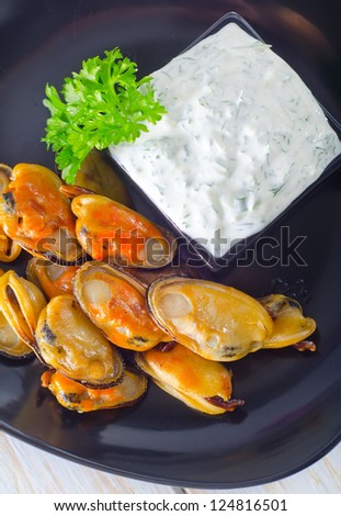 mussels with white sauce