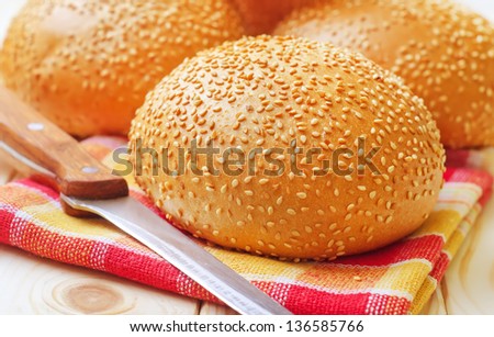 Fresh homemade bread rolls with sesam seeds