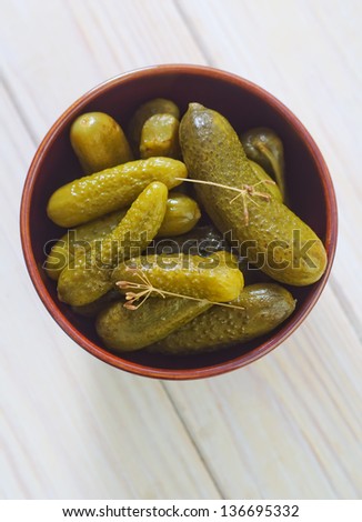 pickles in the bowl
