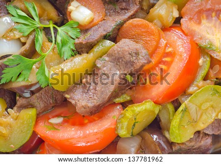baked vegetables with meat