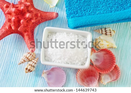 sea salt, oil and sea shells