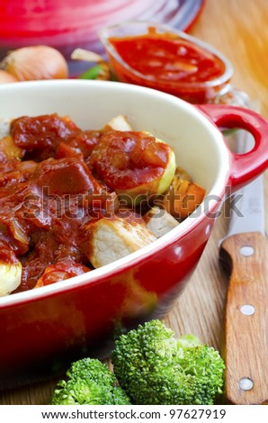 baked meat with potato