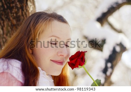 woman and rose
