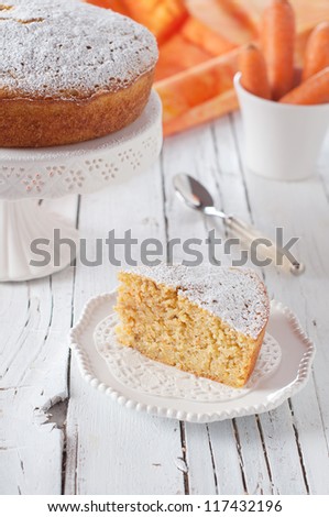 Homemade carrot cake with almond