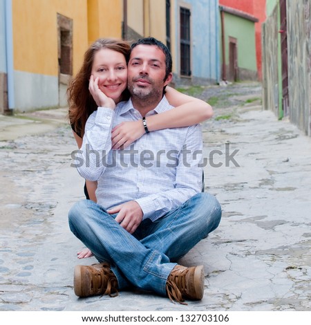 Happy couple in the small italian city