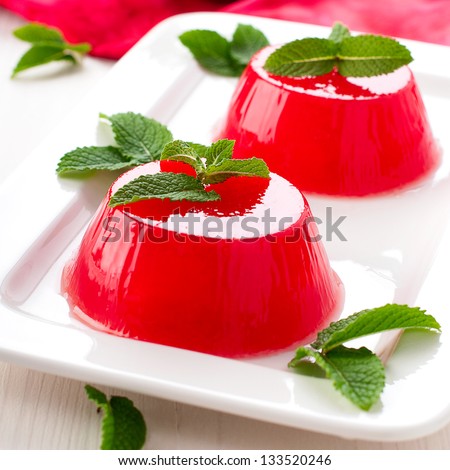 Watermelon jelly with mint, square image