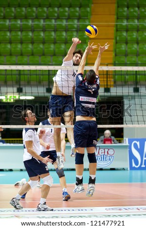 MILAN - DECEMBER 9: T. Beretta ( White Verovolley) during Verovolley vs. Ortona, in A2 Italian League on December 9 , 2012 in Milan (Italy).