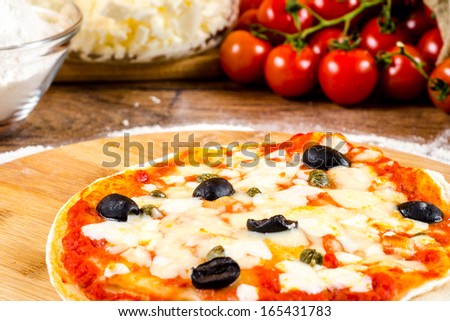 italian pizza ingredients  for homemade pizza