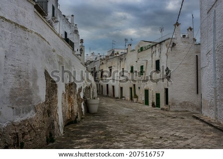 Cloudy sky in Ostuni old city  in South Italy