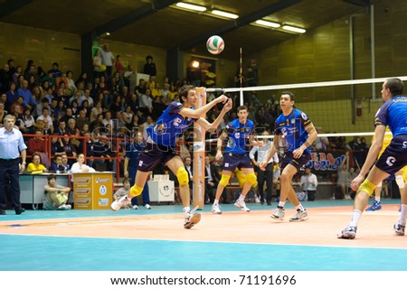 MILAN -  FEBRUARY 13: Aimone Aletti ( Volley Segrate 1978)during  in game Chebanca!Milano vs. Volley Segrate 1978   in A2 Italian League on February 13, 2011 in  Milan.