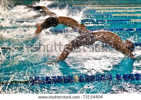 MILAN - MARCH 12: Backstroke start  in Milan Swimming International Meeting   on March 12,  2011 in Milan