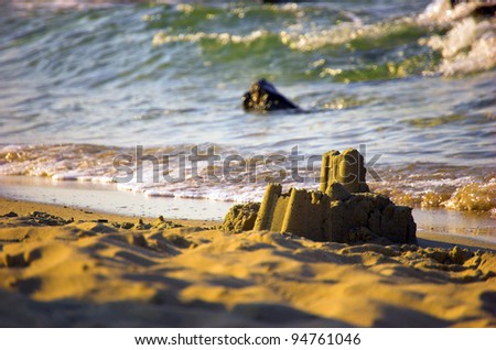sandcastle ruins in beach