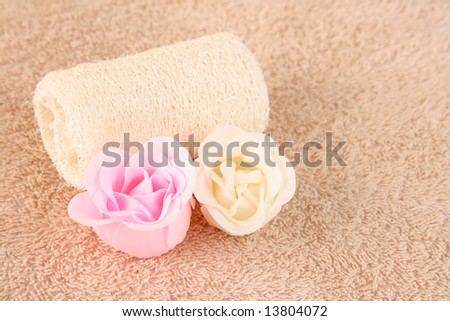 Exfoliating scrub and flowers made from soap