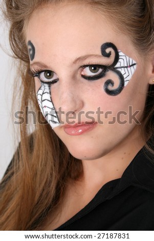 Pirate Face Makeup. teenager with face paint