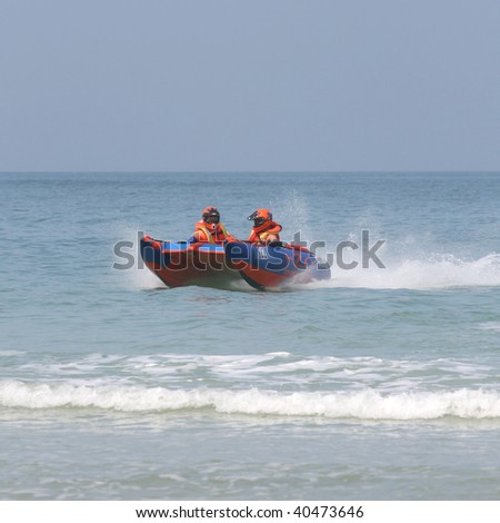 STRAND, RSA - OCTOBER 24: Western Cape regional heat for the inflatable boat race series on October 24, 2009 at Strand in the Western Cape Province, South Africa.