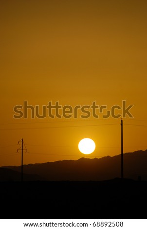 Beautiful sunset in the Gobi desert China