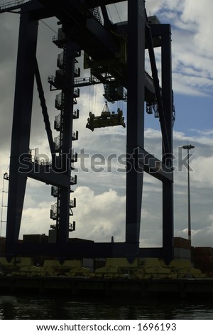 Silhouette of container crane at Rotterdam port