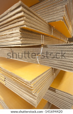 paper box, stack pile of storage of brown paper box in factory