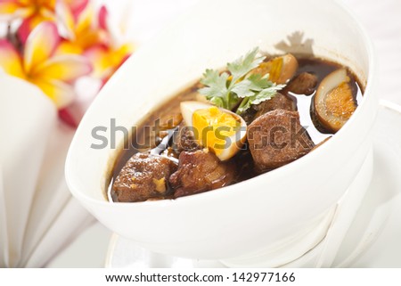 Chinese gravy dish, eggs and pork boiled in the gravy, Chinese style with five spice powder