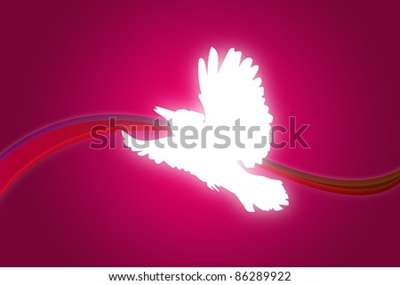 pink bird flying