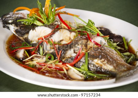 fish soy sauce, snake-head fish steamed with soy sauce