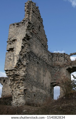 The ruins of the castle in the village of Sidorov, Ukraine.
