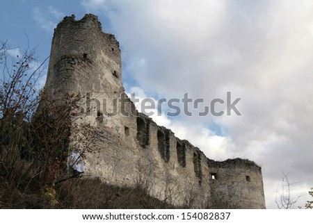 The ruins of the castle in the village of Sidorov, Ukraine.