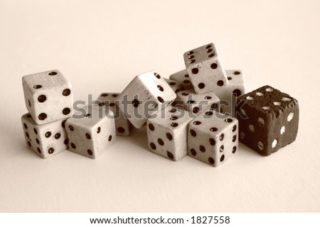 Old Wooden Dice Sepia