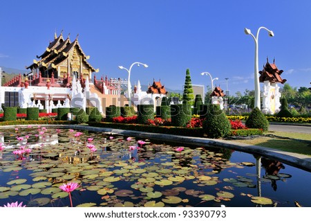Ho kham luang in the international horticultural exposition 2011, the northern thai style building in royal flora expo,Chiang mai, Thailand