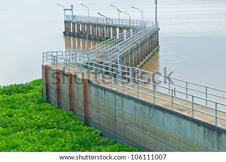 A concrete pier into the river