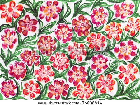 Watercolor drawing pattern with flowers.