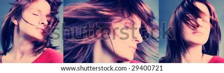 Attractive girl and movement of her hair