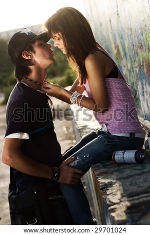 lovers kissing in a urban lovers kissing photos. lovers kissing in a urban