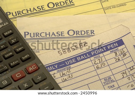 purchase orders and receipts to add up the earnings for the day.