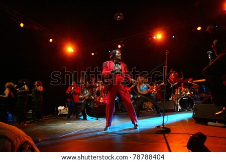 THESSALONIKI, GREECE - JULY 24: The Godfather of Soul Music James Brown performs at the Earth Theater on July 24, 2006 in Thessaloniki, Greece.