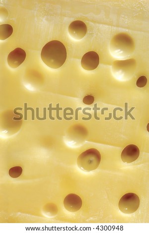 Background image of a large block of Swiss cheese (Emmentaler).