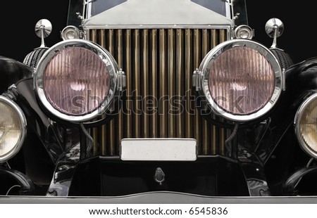 stock photo The grill and headlamps of an expensive antique classic car