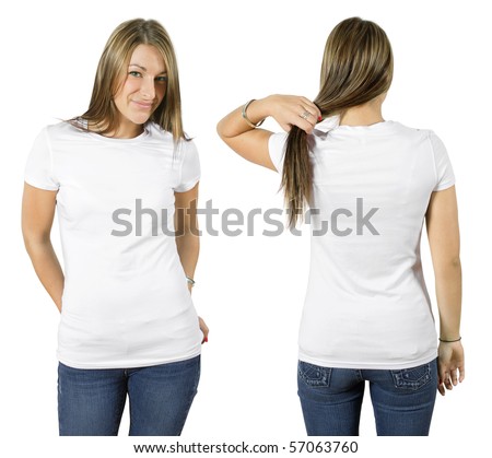 blank white shirt front and back. lank white shirt, front